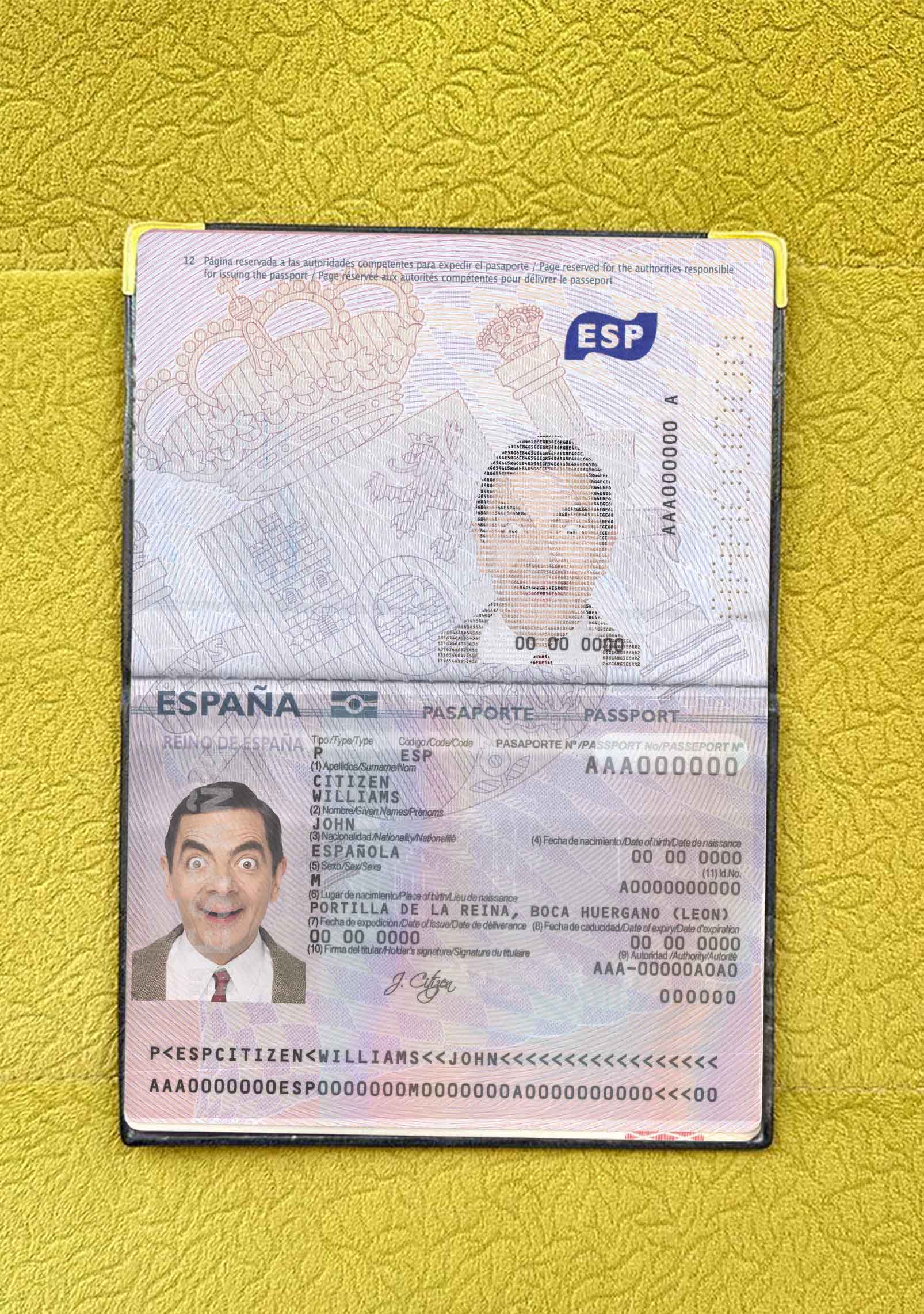 Spain passport from 2015 photo look PSD template